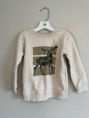 Garanimals Cream Sweatshirt with Green Camo Moose Graphic